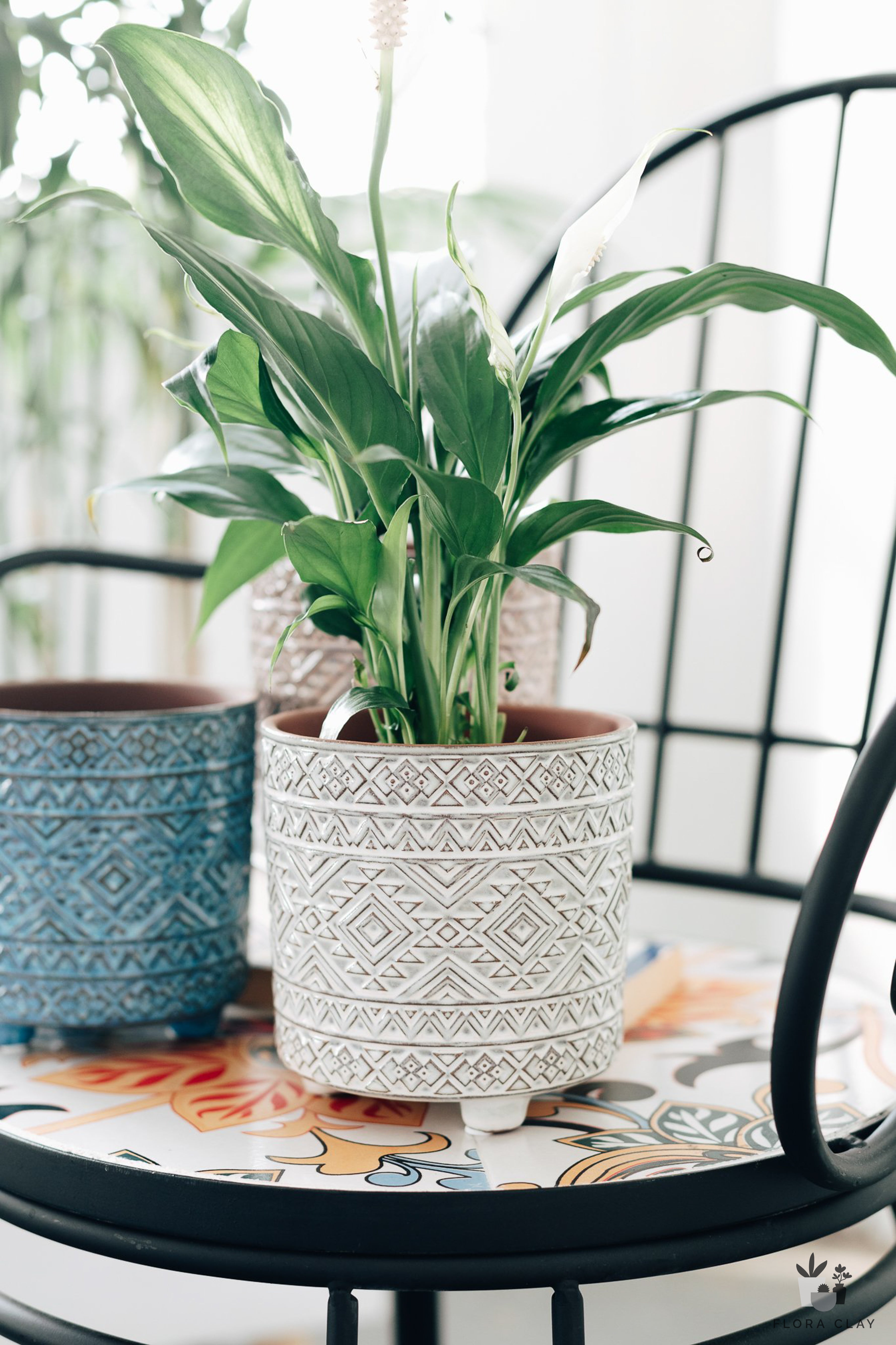 clay indoor plant pots Inca Pattern Ceramic